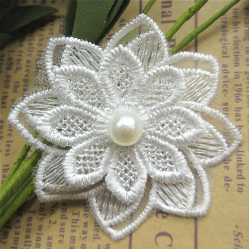 Lace Trim Ribbon 12X Soluble White Polyester Pearl Flower Embroidered Fabric Sewing Supplies Craft Decor DIY Handmade Materials lace fabric lace ribbon lace sewing supplies lace decoration lace accessories lace sewing accessories