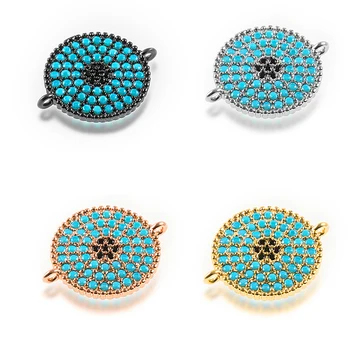 

0.6*0.7in Premium Diy Jewelry Bracelet Necklace For Making Handmade Accessories Brass Zircon Bracelet Connector Round Gift Hole