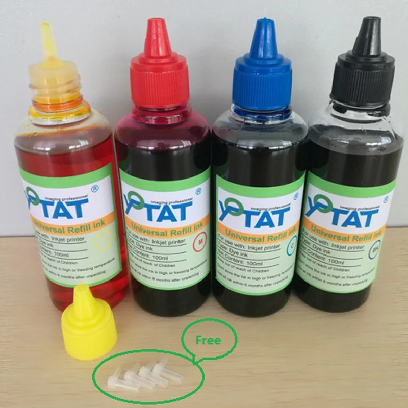 

YOTAT 4 x 100ml Universal refill dye ink For HP/Canon/Brother/Epson refillable printer ink cartridge all models for CISS