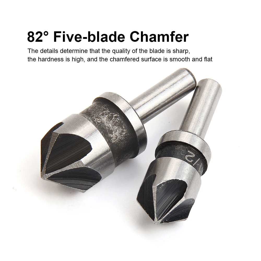 JelBo 5 Flute Countersink Drill Bit 82 Degree Point Angle 1/4