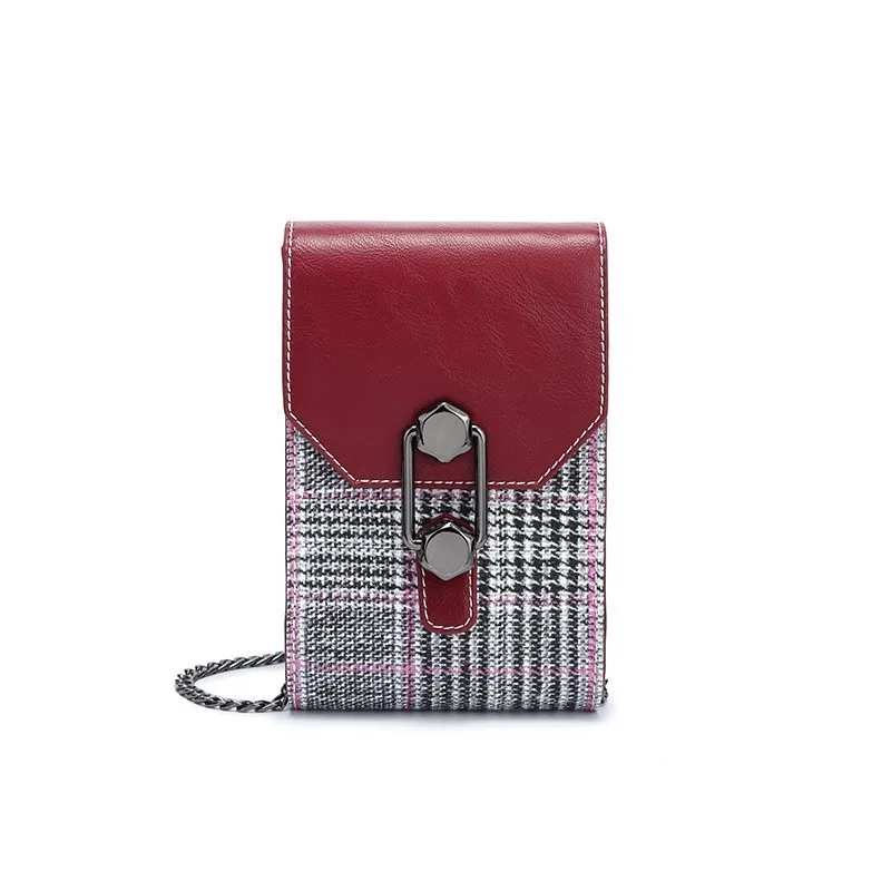 

Luxury Mobile Phone Bag Women Mini Shoulder Bag Fashion Mini-Packet Trend Lattice Leather Handbag Ladies Crossbody Bag For Girls