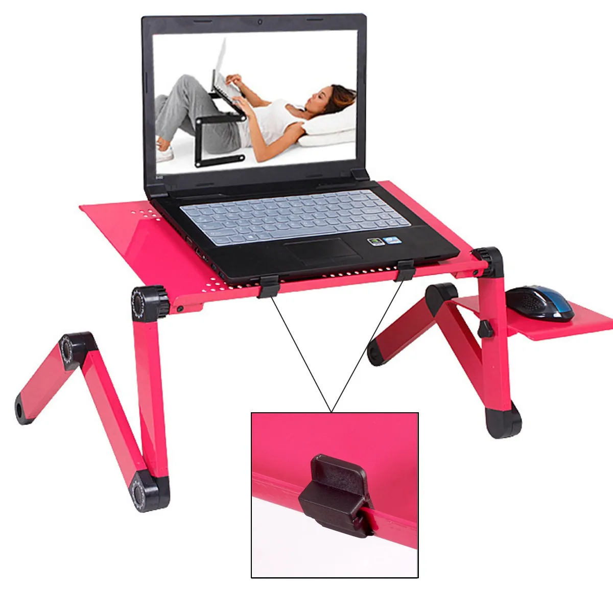 متعددة الوظائف Lapdesk جديد مكتب للحاسوب شخصي الجدول حامل منضدة للسرير لاب توب محمول حامل الألومنيوم حامل مع لوحة الماوس USB برودة