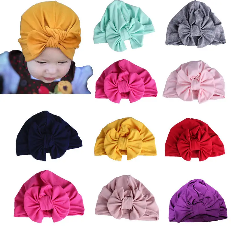 

Baby Girl Hat Cotton Newborn Turban Cap Beanie Cap Candy Color Bow Knot Girls Hat Head Wrap Toddler Hats For Girls Summer Hats
