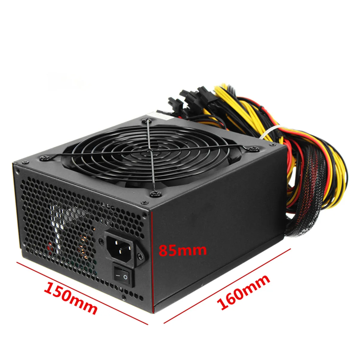 220V 1100W Desktop Mining Miner Power Supply For 6GPU Ethereum Mining With 6 port SATA 24Pin Mainboard 4+4pin CPU 6+2pin GPU