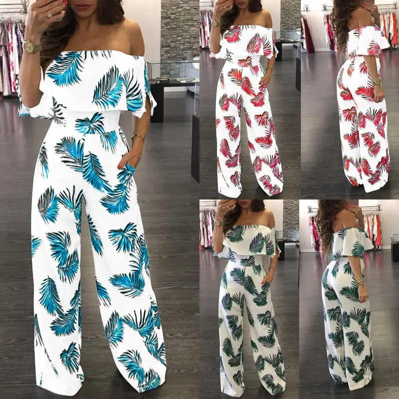 Новинка женские летние модные Повседневное с открытыми плечами комбинезон Bodycon
