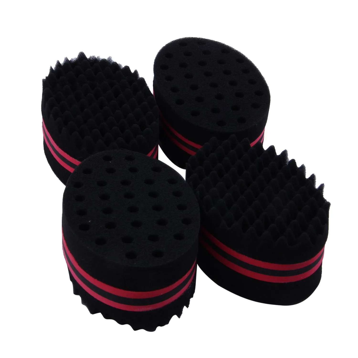 

WHYY-Set of 4 Hair Brush Sponge Twist Wave Barber Tool For Dreads Afro Locs Twist Curl Black red
