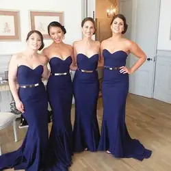 Темно-синие платье подружки невесты в стиле русалки 2019 robe demoiselle d'honneur Милая фрейлина платье Пользовательские Свадебные праздничные платья