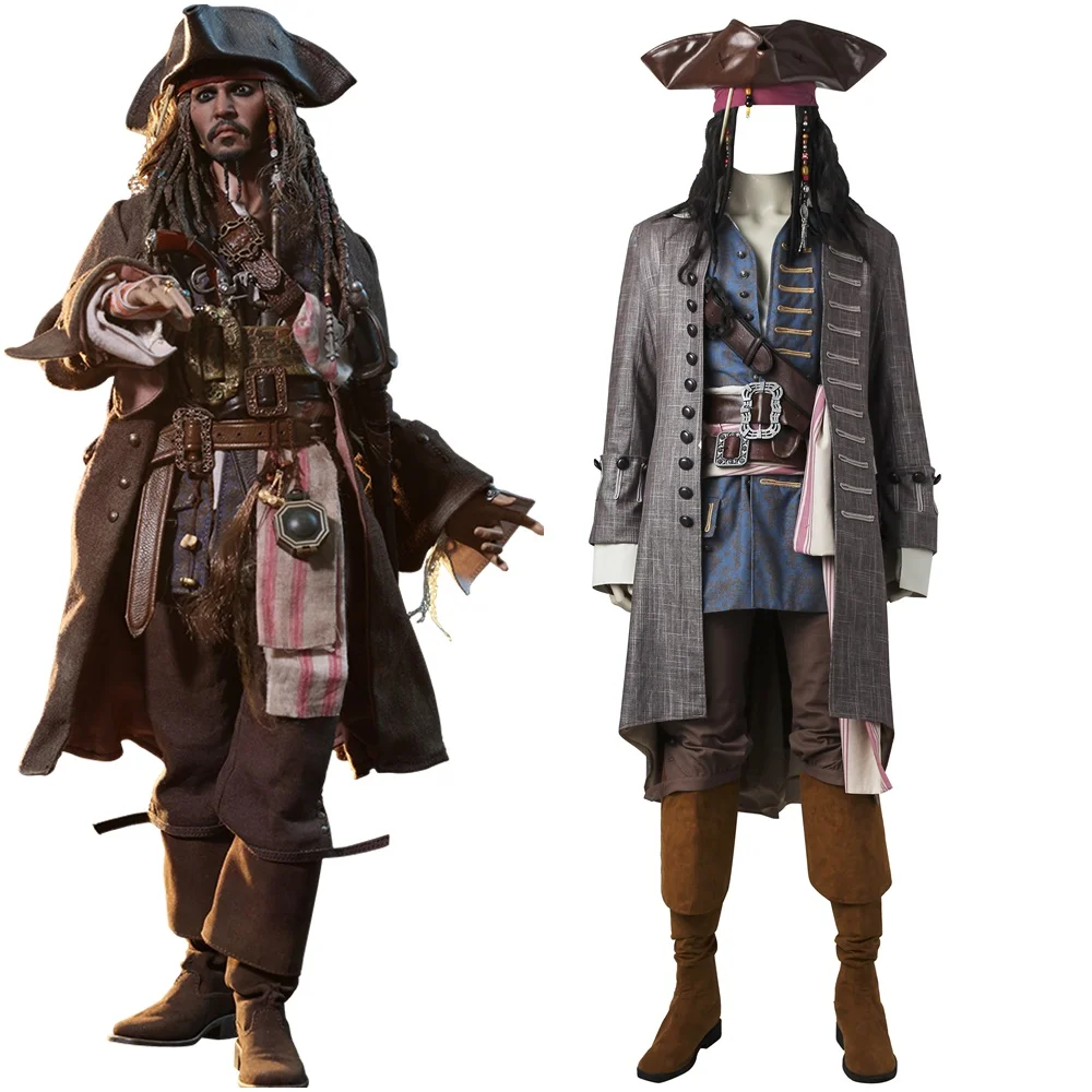 Пираты Карибского моря Салазар месть капитан Джек Воробей Костюм для косплея