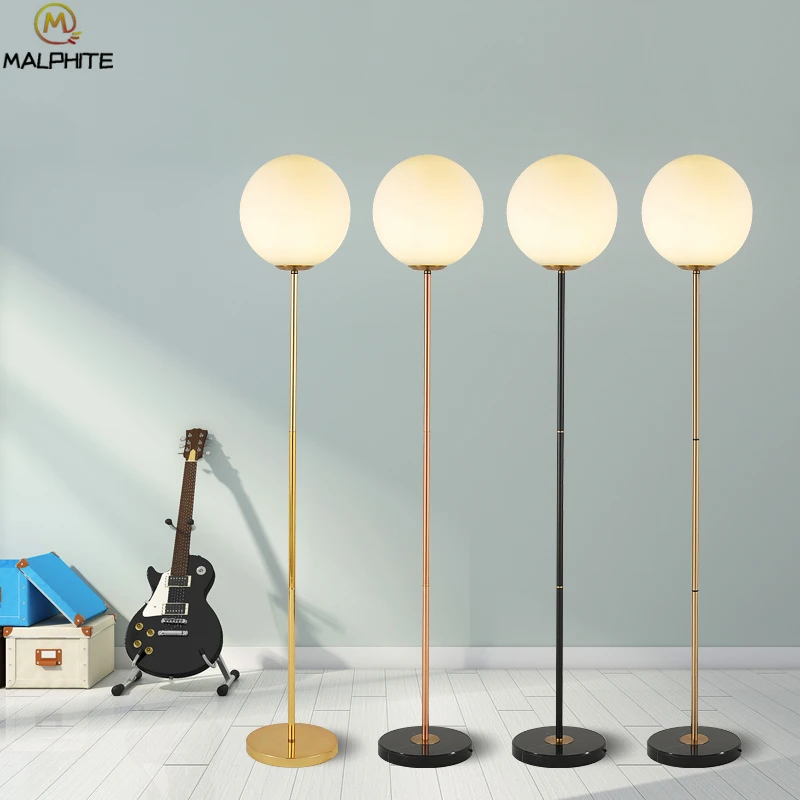 Современный Мрамор базовый золото напольный светильник с простой матовый стеклянный абажур светодиодные лампы, светодиодные лампы, гостиная кованый Декор lampadaire приспособление