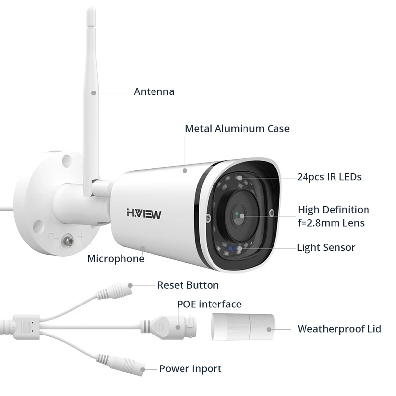  H.VIEW 4MP IP Camera Wifi Camera Outdoor Security Cameras Wifi Cameras Outdoor 2.4G 5G Bullet Camar - 32982794523