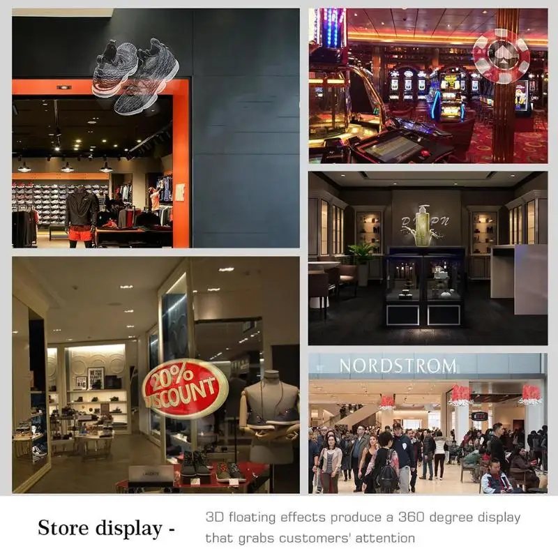 42cm 3D Hologram Projector Lamp LED Holographic Advertisement Display Fan Light with 8GB Memory Card Advertising Lamp