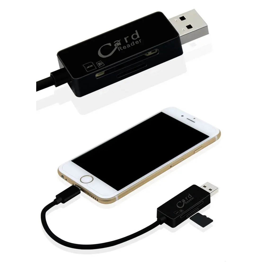 

hot-Micro-SD SD SDHC Microsd TF Card Reader USB Charging Cable for iPhone XR XS X 8 PLUS 5 5S 6 6S 7 Plus for iPad Mini Pro Co