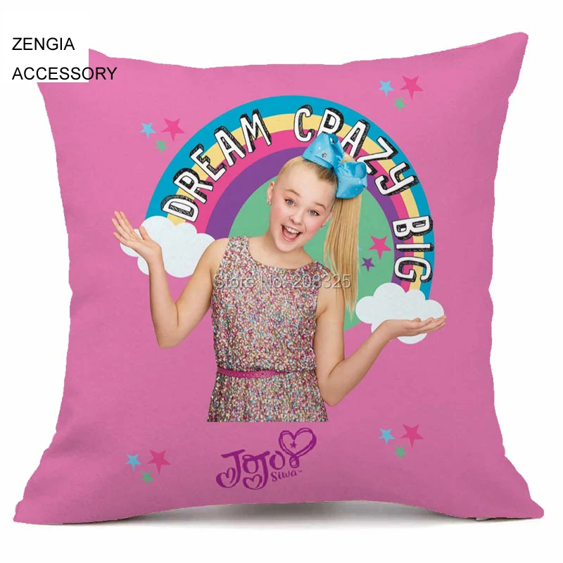 ZENGIA JoJo Siwa Наволочка на подушку размером 45*45, декоративная девочка Подушка Чехол Наволочка из полиэстера для декоративной диванной подушки детские подушки