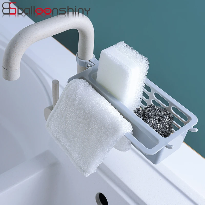 

BalleenShiny PP Taps Storage Rack Sponge Dishcloth Kitchen Cleaning Gadgets Neaten Racks Water Drain Punch-free Sink Faucet Tool