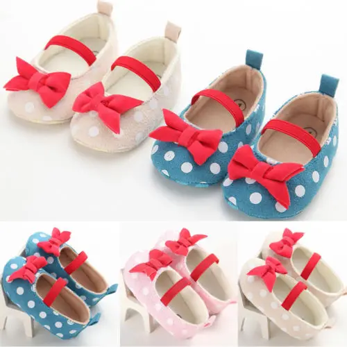 

US Stock Infant Baby Girls Crib Shoes Soft Sole Anti-slip Prewalker Shoes