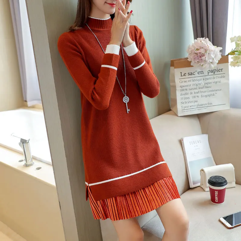 Buy New Korea Style Knitted Dresses Women Mini Dress