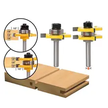 2 шт. комплект 3 зубы 8 мм хвостовик Язык и паз Фасонная фреза Бит Деревообработка Инструмент