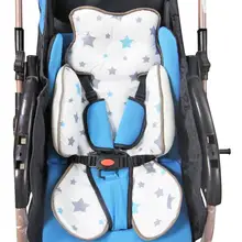 Детская коляска с подкладкой из хлопка, фиксированная подушка для головы ребенка, защитный коврик, уплотненный мягкий дышащий стул на колесиках, подушка для сиденья, колыбель