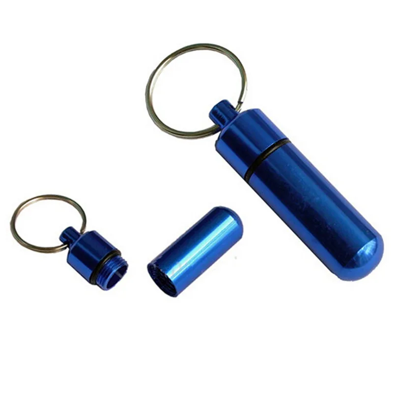 

1pcs Waterproof Aluminum Pill Box Case Drug Medicine Portable Keychain Aluminum Alloy Sealed Medicine Bottle Canister for Travel