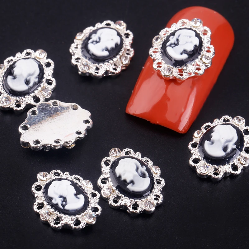 Blueness 10Pcs/Lot 3D Beauty Girl Gems Nail Art Rhinestones Charms DIY Strass Studs Silver Alloy Nails Decorations Crystals | Красота и