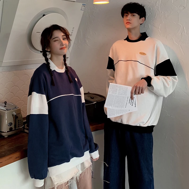 Skup 2019 wiosna i lato nowa gorąca koreańska wersja uczeń mody para trendy na co dzień proste szwy sweter Harajuku