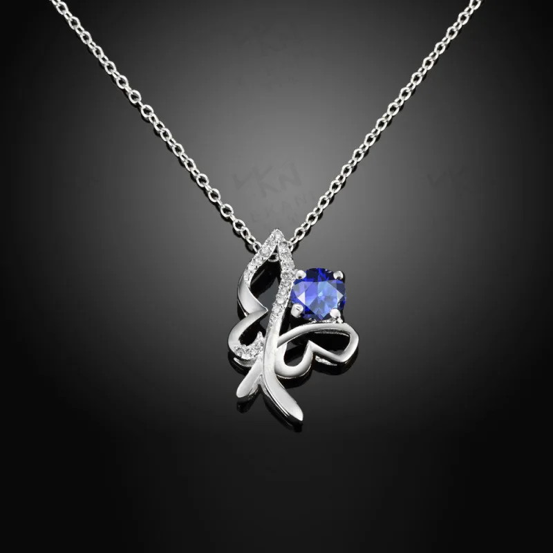 

NoEnName 925 Sterling Silver Jewelry bijoux or Sapphire Necklace for Women Ruby Amethyst Agate Brand Fine Jewelry Bizuterias