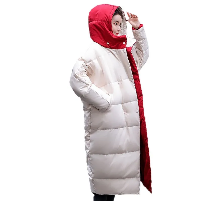 

Casual Down Cotton Padded Coat Double Sides Ukraine Overcoat Snow Wear Plus Size Long Parka Winter Jacket Women Clothes B210