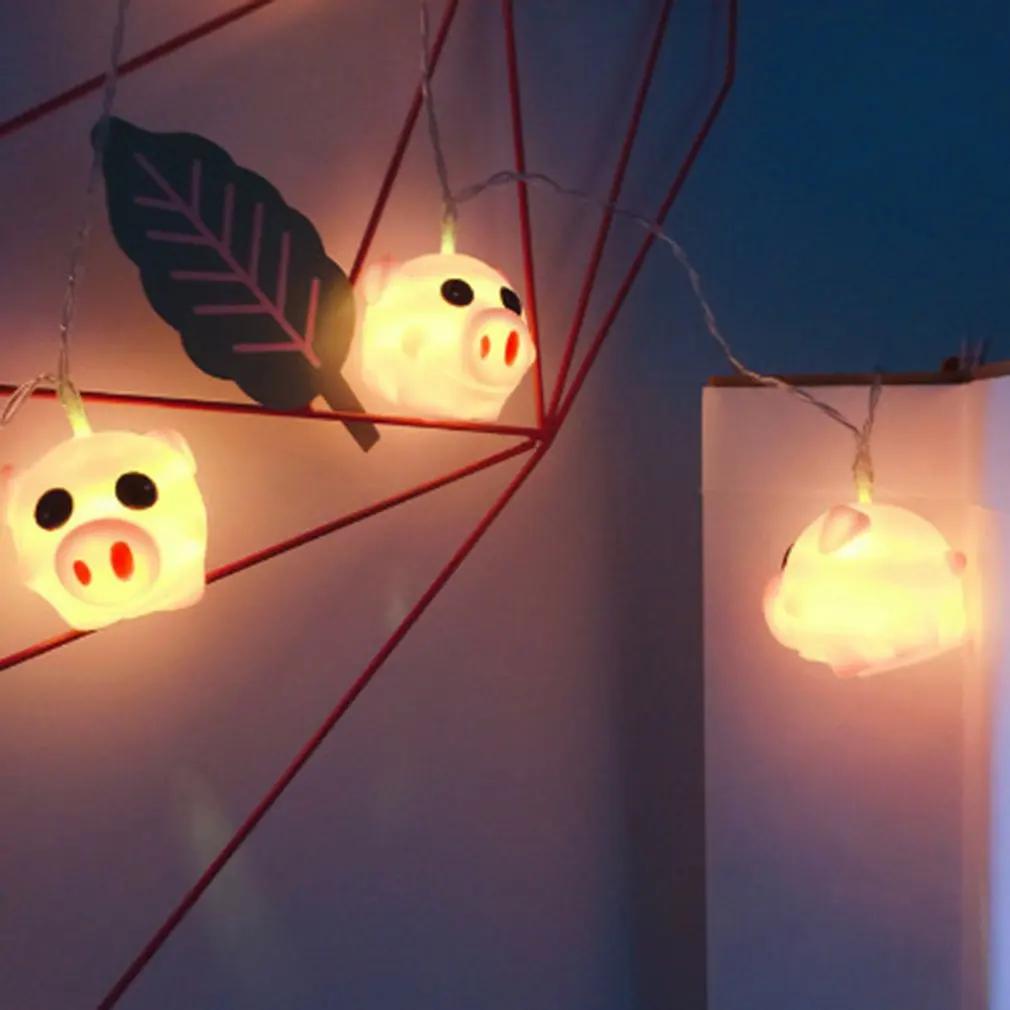 

Light String Battery Light Animal pig String Room Living Room Decoration Lamp Modeling Lamp Romantic Holiday Light Cute