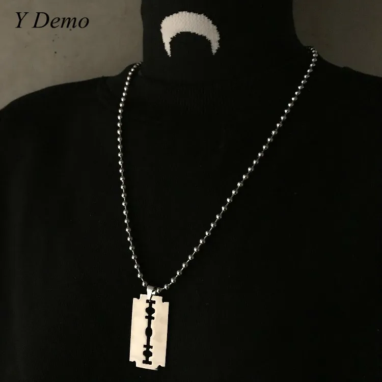 

Punk Blade Geometric Silver Pendant Chain Necklace Women Rock Jewelry