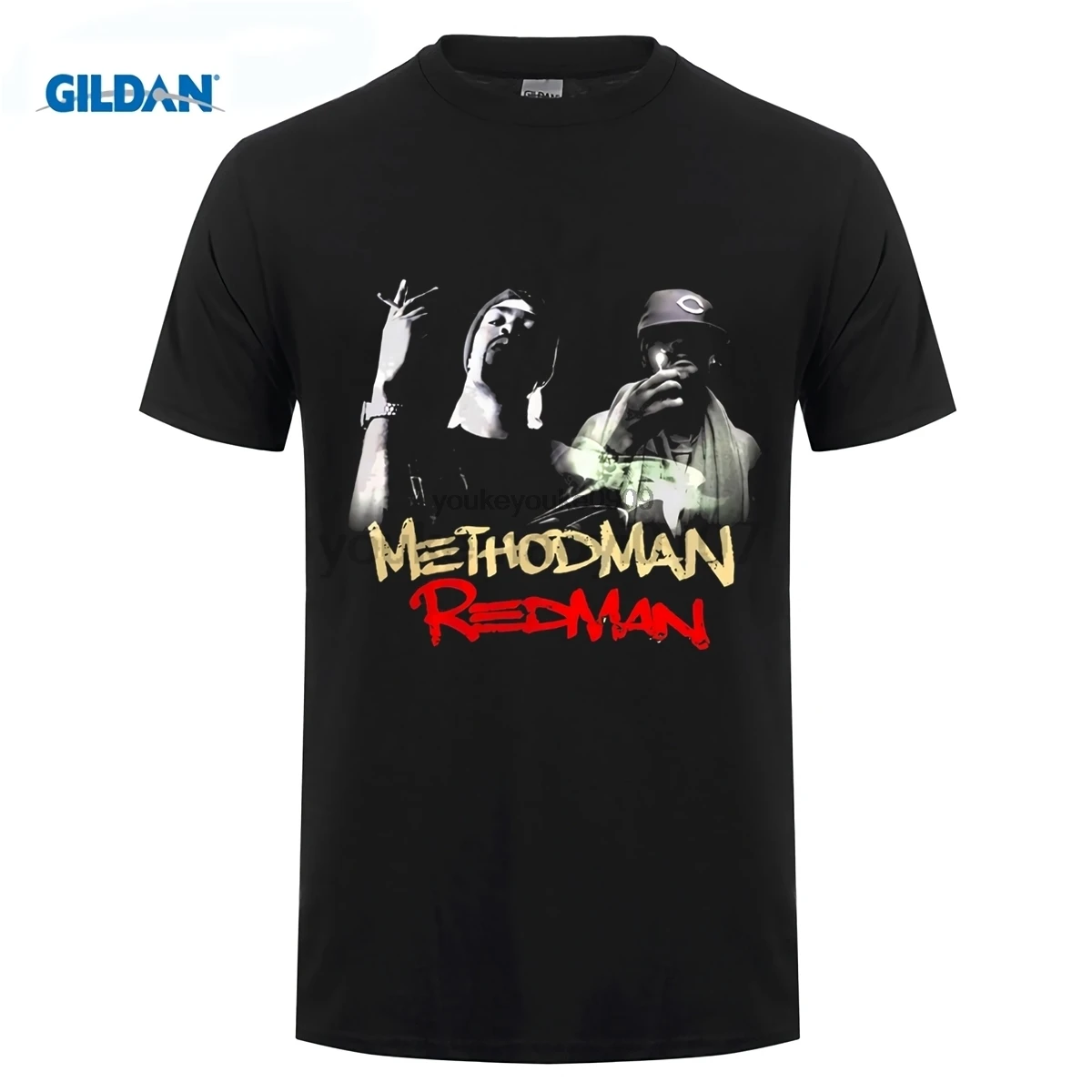 

GILDAN Funny Print Tops Gildan Men'S Method Man & Redman 2Pac Rap Hip Hop Black Crew Neck New Style Short Sleeve Tee Shirt