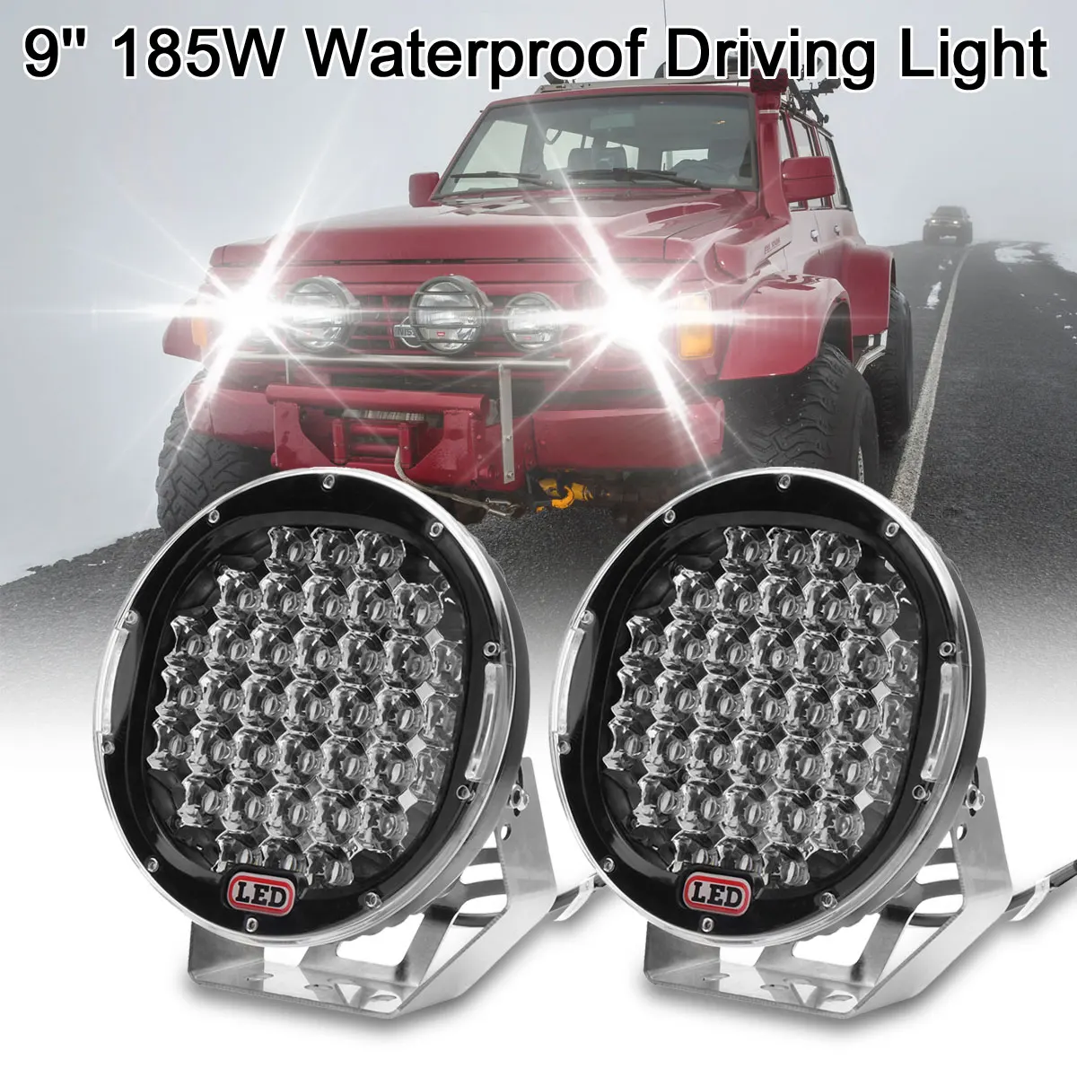 

1PCS 9" 185W LED Round 3D Spotlight Work Light Lamp Off Road Driving Car Light Outdoor Lighting