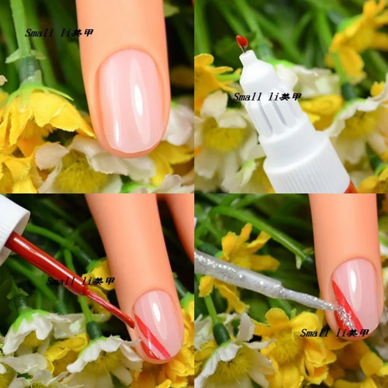 Kimcci 10pcs Nail Art Dotted Pen +Drawing Pen Nail Art Tool 2 IN 1 Needle Brush Dual-use Nail Polish Pen Empty Bottle 6