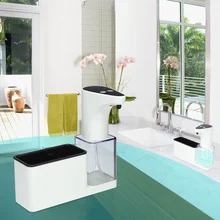 450 мл инфракрасный зондирующий автоматический диспенсер для мыла, водонепроницаемая ручная мойка с двумя решетками для хранения для дома, ванной, кухни