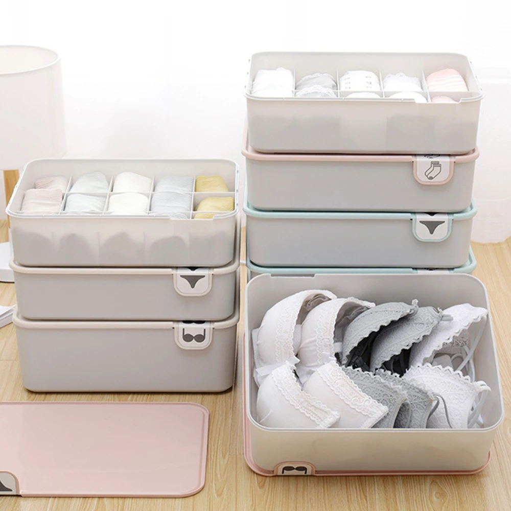 

Bra Underwear Sock Storage Organizer Family Plastic Storage Box Stackable Holder Cover Multifunctional Storage Box Container Lid
