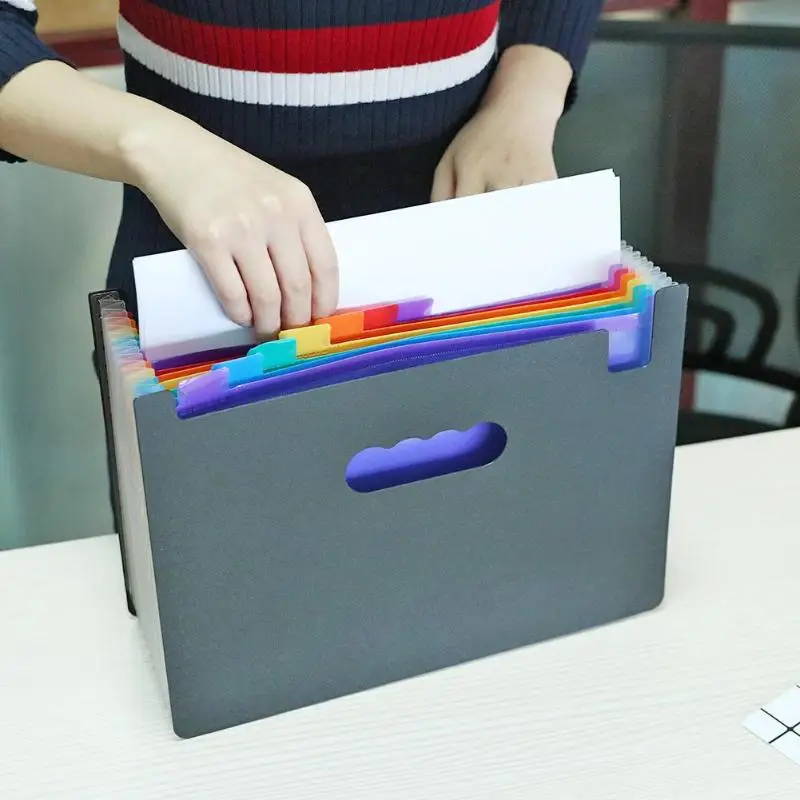 12 карманов расширяющаяся папка для файлов Портативный Аккордеон А4 Размер бумаги органайзер для файлов многоцветный стенд школьные офисные наполнения сумки