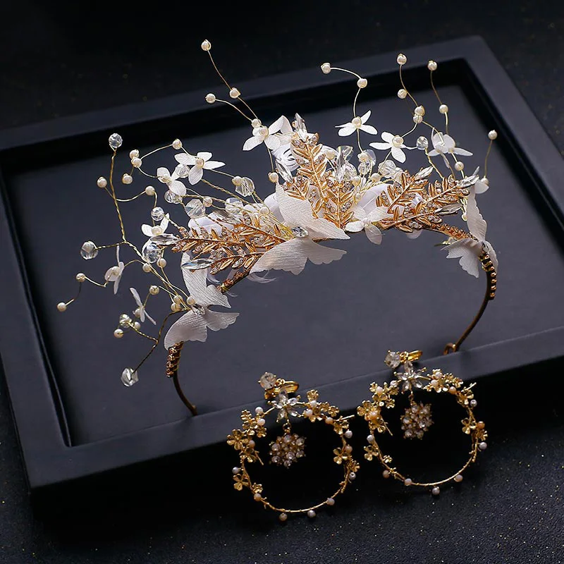 Korean Wedding Hair Accessories Tiara Gold Crown For Girls Korea Head