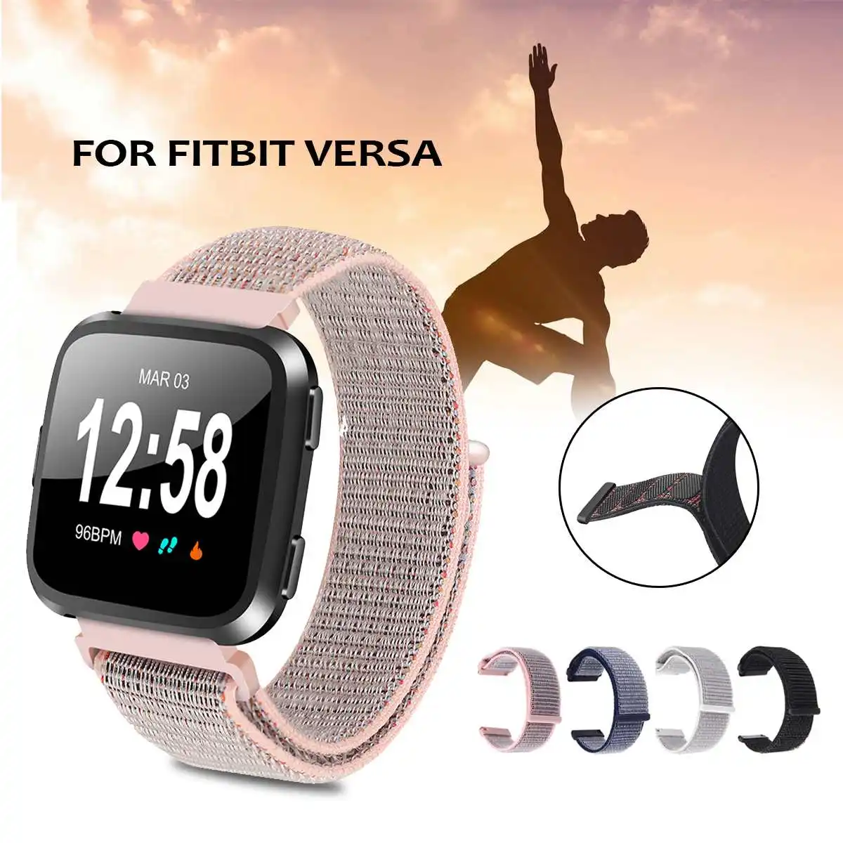 

Replacement Nylon Fabric Belt Sport Watch Bands Strap Bracelet Wristband Watchband for Fitbit Versa Smartwatch Wrist Bands