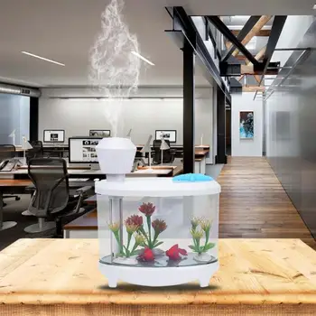 

460ML Mini Fish Tank Electric Ultrasonic Aroma Diffuser Mist Maker USB Air Humidifier Oil Diffuser Cool Mist With LED Lights