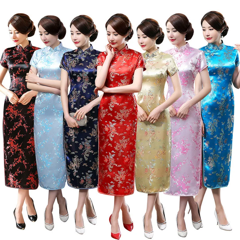 Церемониальные платья Cheongsam длинная консультация клиентская служба двери отеля Добро пожаловать работа Восточный одежда церемониальный халат Longue Femme