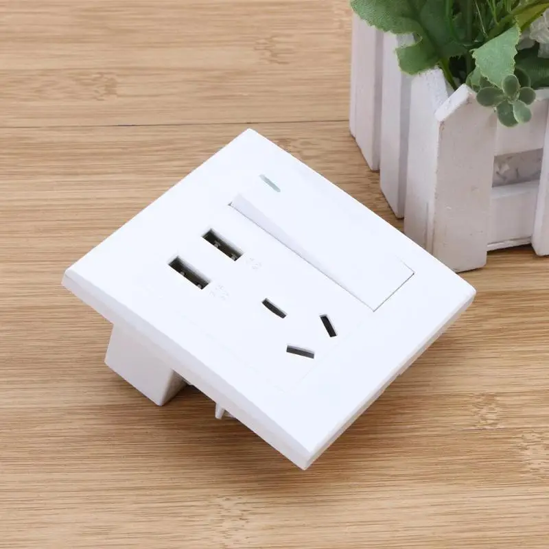 Wall Socket 5V 1000-2100mA USB Wall Household Use Switch Socket Panel Concealed Dual USB Wall Socket USB 2.0 Connection