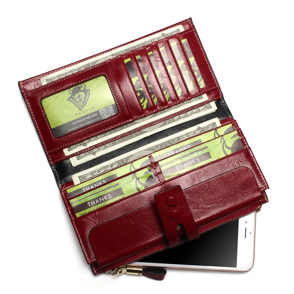 Tauren 2019 New Women Wallets Genuine Leather High Quality Long Design Clutch Cowhide Wallet High Quality Fashion Female Purse