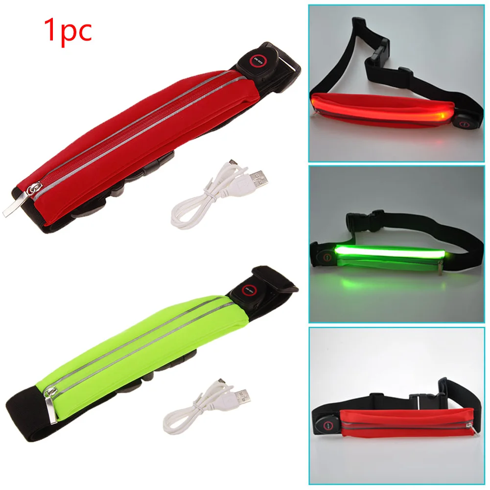 

Waist Bag Casual Waterproof USB Exercise Night Running Unisex for Women Men Led Pouch Pockets Shine