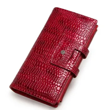

Luxury Alligator Women's Long Wallets Genuine Leather Ladies Zipper Purse Clutch Bag Business Red Handbag Crocodile Package