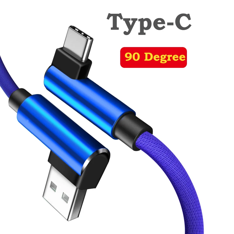 

MUSTTRUE 90 Degree USB Type C Fast Charging Cable for Xiaomi K20 Pro Samsung s10 a50 Oneplus Charger Usb-C Data Sync Cord Wire