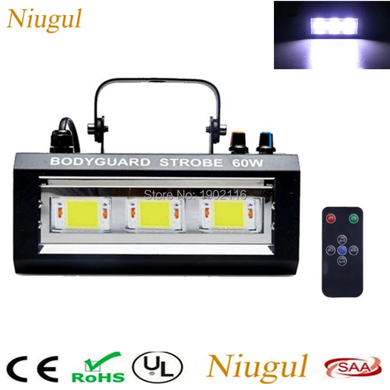 

With Wireless Remote Control 60W LED Strobe Light /White Color LED Disco Stroboscopes DJ Flashing Stage Light For KTV Home Party