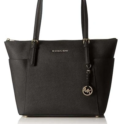 East West Top Zip Saffiano Leather Tote 