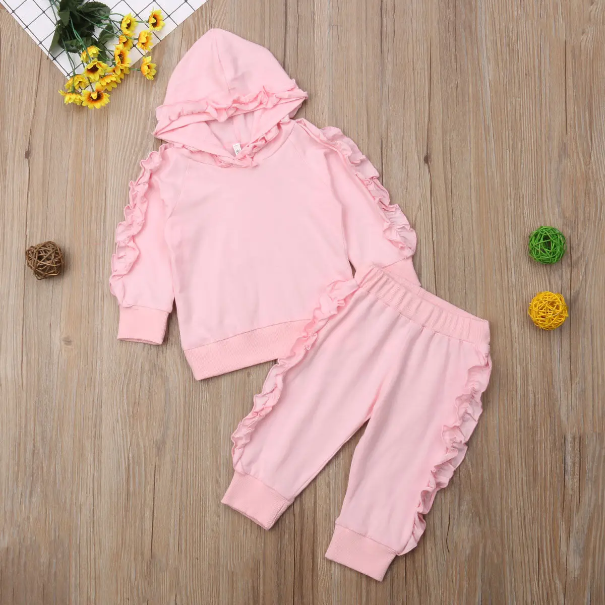 Pudcoco/комплект для маленьких девочек от 0 до 24 месяцев, американский запас, детская зимняя одежда для маленьких девочек, одежда с капюшоном Топы+ штаны с оборками комплект из 2 предметов