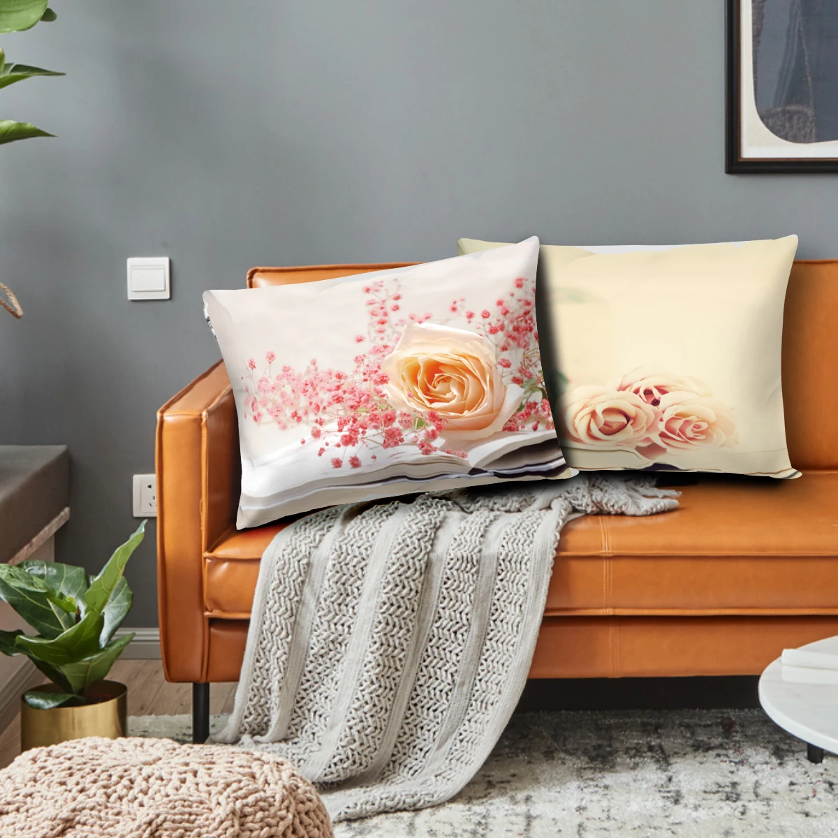 

Pillow Cover Cases Flowers Pattern Square Pillow Cases Cover Size 45*45cm Square Decorative For Home