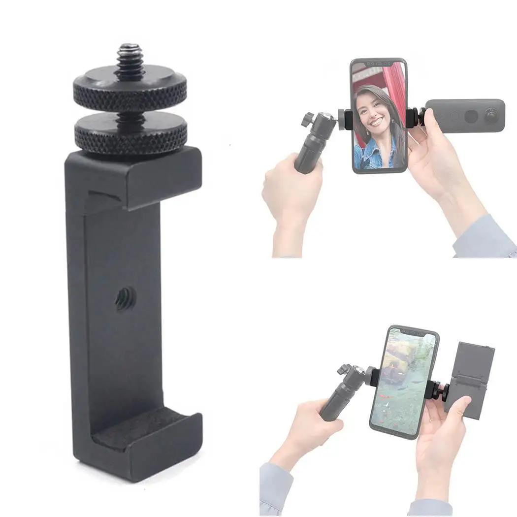 

General 1/4 Hot Boot Double Mobile Phone Holder for Insta360 63g ONE/ X/EVO Black Camera