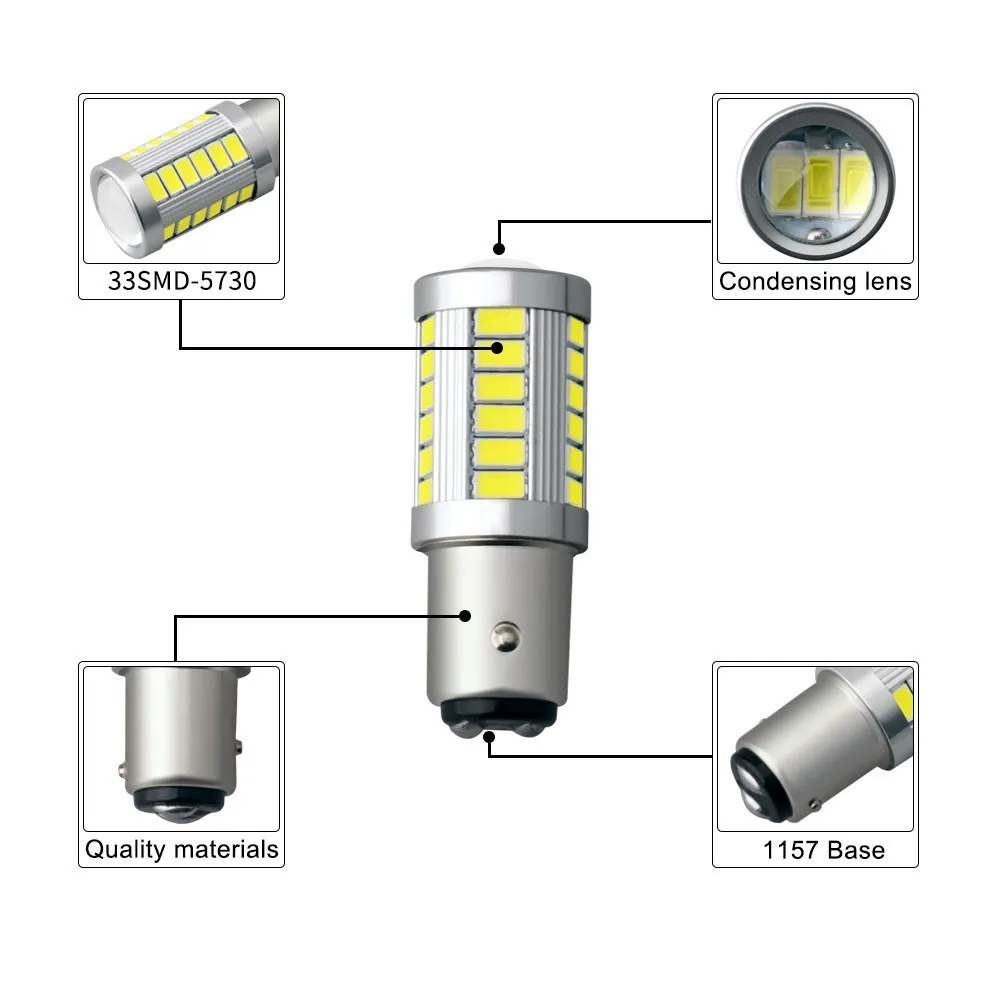 Цельнокроеное платье Универсальный 1157 BAY15D 1156 Ba15s 33SMD супер яркий светодиодный